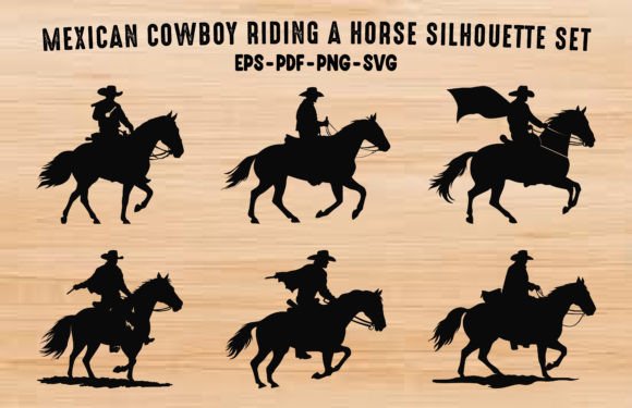 Charro Horse Silhouette Black Vector Set Review