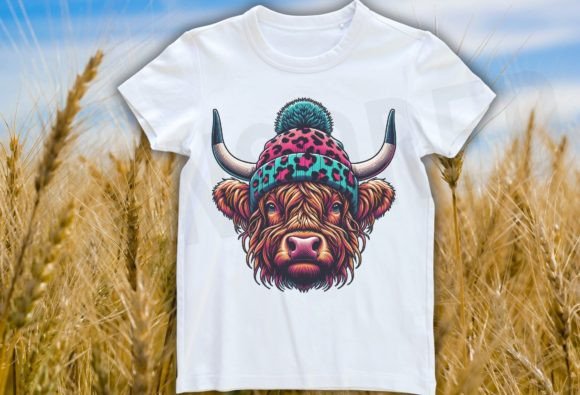 Highland Cow Leopard: A Playful Design for Embroidery Projects