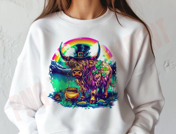 Retro St Patrick's Day PNG, Highland Cow: A Designer’s Take